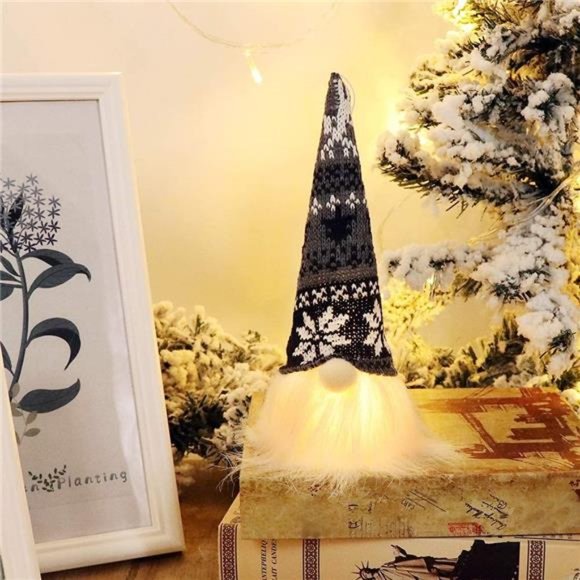 Christmas Gnome Lights, Swedish Santa Tomte, Nordic Decorations Set of 4 - Picture 2 of 7